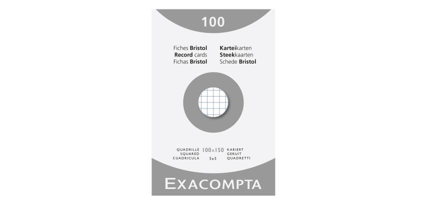 Étui de 100 fiches - bristol quadrillé 5x5 non perforé 100x150mm - Blanc
