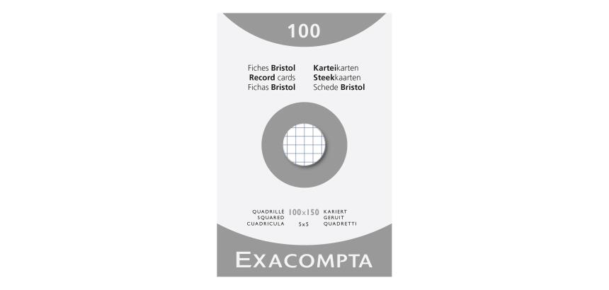 Pk 100 Exa Record Cards 100/150 Sq White - White