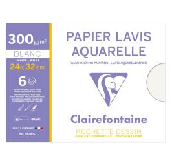Lavis Aquarellpapier, Packung mit 6 Blatt, 24x32cm 300g
