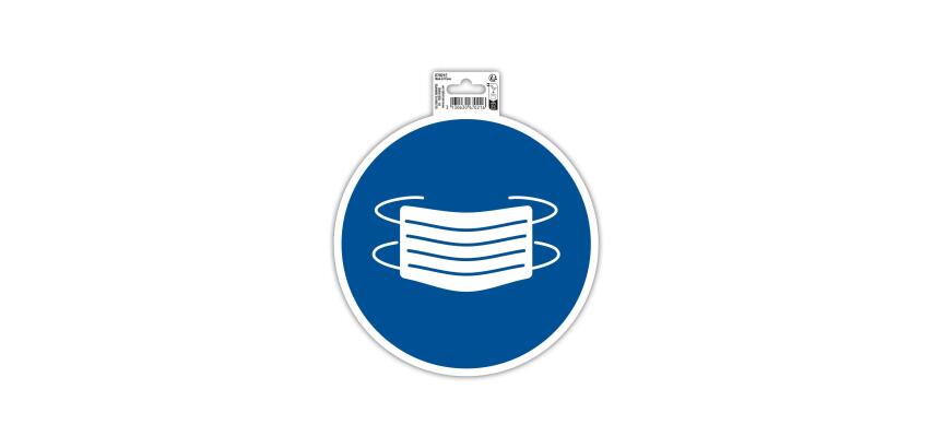 Hinweisschild, Maskenpflicht, PVC, selbstklebend und rutschfest, 20 cm - Blau