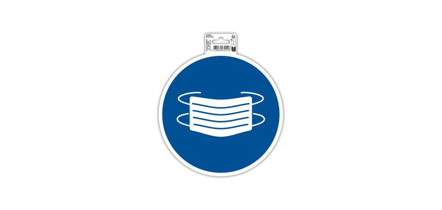 Panneau PP adhésif antidérapant Masque obligatoire 20 cm - Bleu