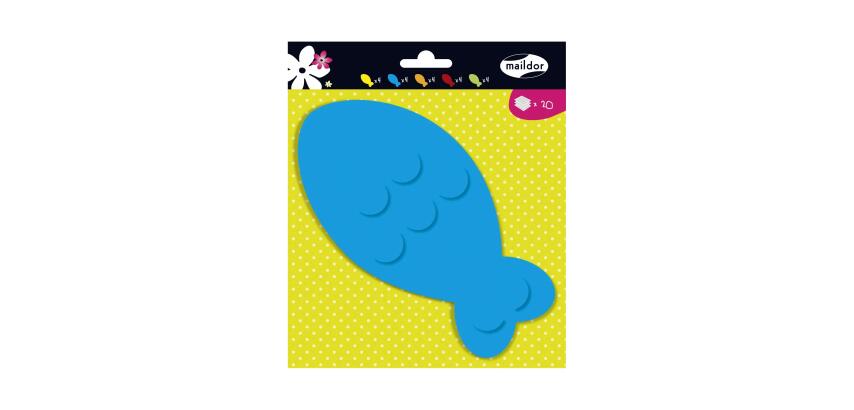 FORMES A DECORER, Sachet de 20 formes 130g/m² au format 17x16,5cm - Poissons - Assortiment