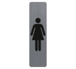 Sign adhesive aluminium effect Ladies 16.5 x 4.4 cm - Grey