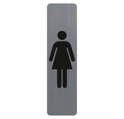 Sign adhesive aluminium effect Ladies 16.5 x 4.4 cm - Grey