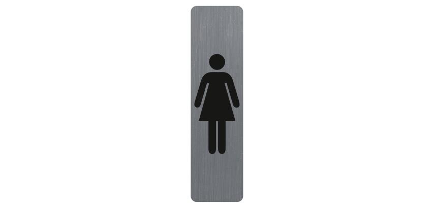 Sign adhesive aluminium effect Ladies 16.5 x 4.4 cm - Grey