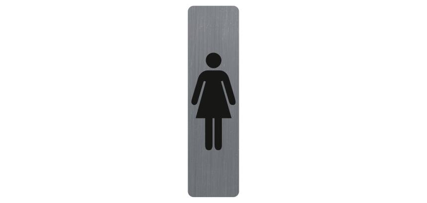 Plaque verticale adhésive imitation aluminium Dame 16,5X4,4 cm - Gris