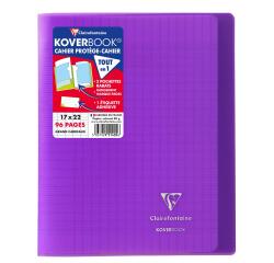 Cahier piqué Koverbook 17x22cm 96 pages grands carreaux couverture polypropylène transparent