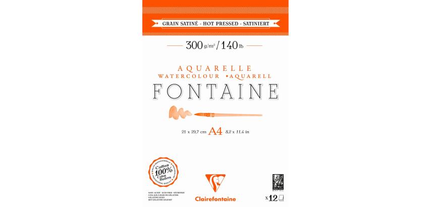 Bloc de papier aquarelle FONTAINE, satiné, A4