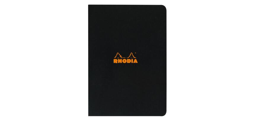 Cahier piqué Rhodia Classic 21x29,7 cm 96 pages ligné non détachables 80g - Noir