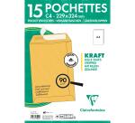 Paquet de 15 Pochettes Kraft Milleraies Brun C4-229x324 mm - Auto-Adhésives - 90g/m2 - Brun