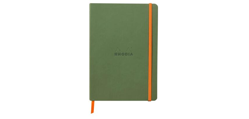 Rhodiarama carnet souple A5 160 pages dot papier ivoire 90g fermeture élastique - Sauge