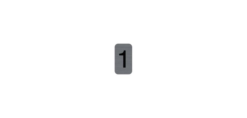 Sign adhesive aluminium effect Number 1 2.5x4.4 cm - Grey