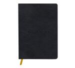Carnet brochure cousue Flying Spirit A5 180 pages ligné couverture cuir lisse papier ivoire 90g - Noir