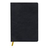 Carnet brochure cousue Flying Spirit A5 180 pages ligné couverture cuir lisse papier ivoire 90g - Noir