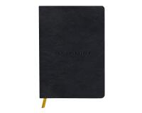 Carnet brochure cousue Flying Spirit A5 180 pages ligné couverture cuir lisse papier ivoire 90g - Noir