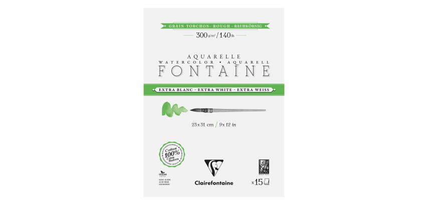 Fontaine Extra Blanc Grain Torchon bloc collé 4 côtés 15F 23x31cm 300g
