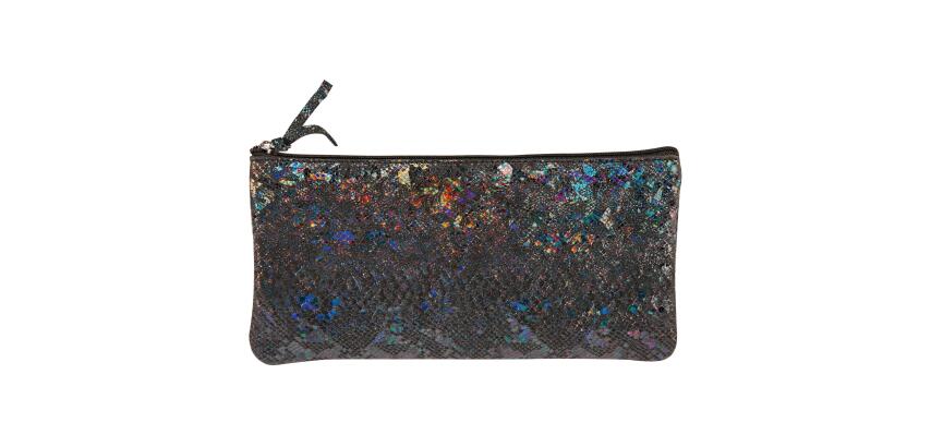 CÉLESTE CUIR Trousse plate 11x22 cm Lazer Noir