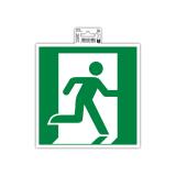 Panneau PP adhésif antidérapant évacuation droite 20x20 cm - Vert