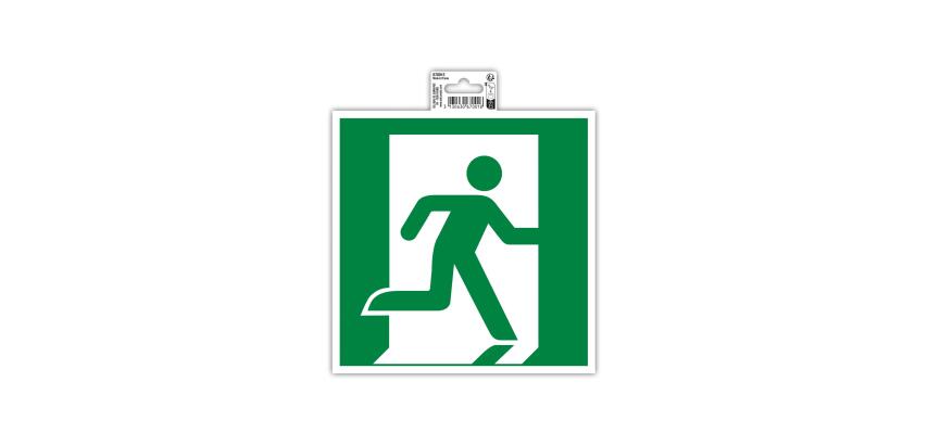 Hinweisschild, Evakuierung rechts, PVC, selbstklebend und rutschfest, 20x20 cm - Grün