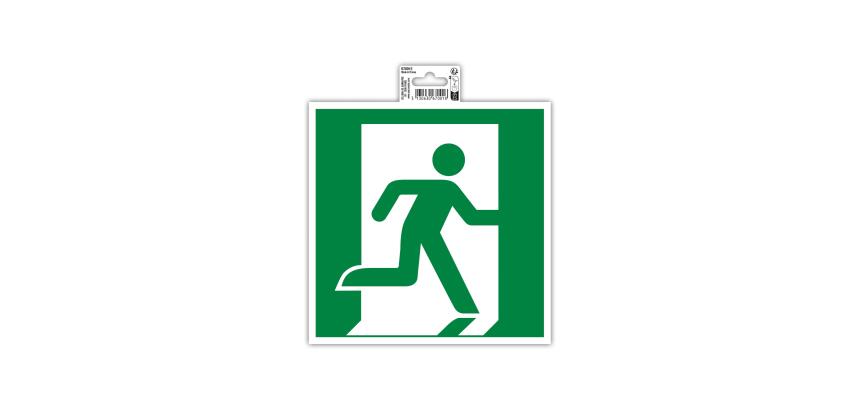 Panneau PP adhésif antidérapant évacuation droite 20x20 cm - Vert