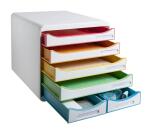 Schubladenbox BIG BOX MAXI, 6 offene Schubladen, Black Office - Weiss/Harlekin