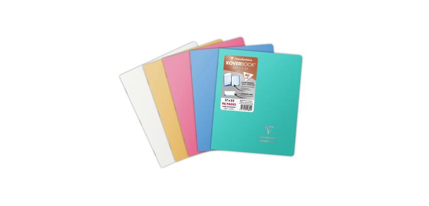 Cahier piqué Koverbook Silver 17x22 cm 96 pages ligné + marge couverture polypropylène opaque - Assortis