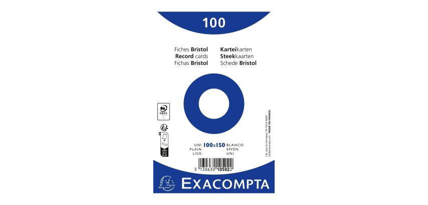 Pk100 Exa Rec Card 10x15cm Plain White - White