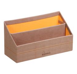 Rhodiarama porte-courrier simili cuir italien 25x10x14 cm - Taupe