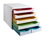 Schubladenbox BIG BOX MAXI, 6 offene Schubladen, Black Office - Weiss/Harlekin