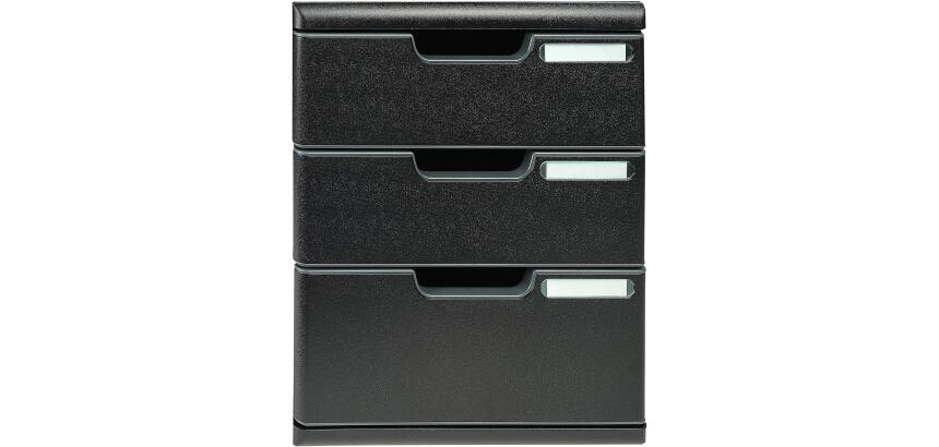 Module de classement Modulo Ecoblack 3 tiroirs fermés - Noir