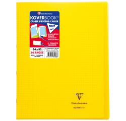 Cahier piqué Koverbook 24x32cm 96 pages petits carreaux couverture polypropylène transparent - Jaune
