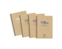 Carnet recyclé reliure intégrale Uninotes A5 160 pages détachables petits carreaux couverture kraft - Assortis