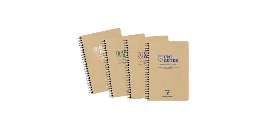 Clairefontaine Uninotes Recycled Notebook - A5 - 160 Pages - 90gsm - Squared - Kraft Cover - Assortment
