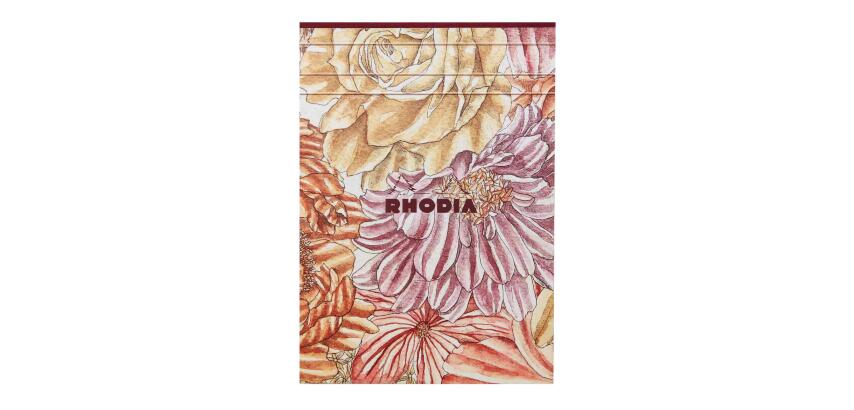 Rhodia collection ORANGE Botanique - bloc entoilé A5 ligné, 70 feuillets papier ivoire 90g - Bouquet fleuri