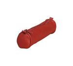Small round leather pencil case Age Bag 18.5xØ4 cm - Red