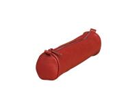 Small round leather pencil case Age Bag 18.5xØ4 cm - Red