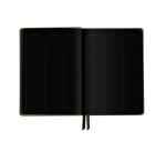 Rhodiarama Goalbook Creation rembordé rigide A5 160 pages papier Maya noir lisse dot 120g avec élastique - Sauge
