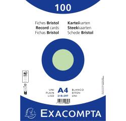 Paquet 100 fiches sous film - bristol uni non perforé 210x297mm