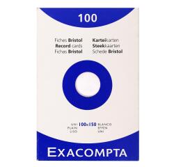 Étui de 100 fiches - bristol uni non perforé 100x150mm - Blanc