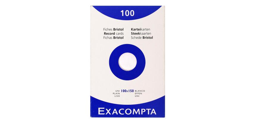 Étui de 100 fiches - bristol uni non perforé 100x150mm - Blanc