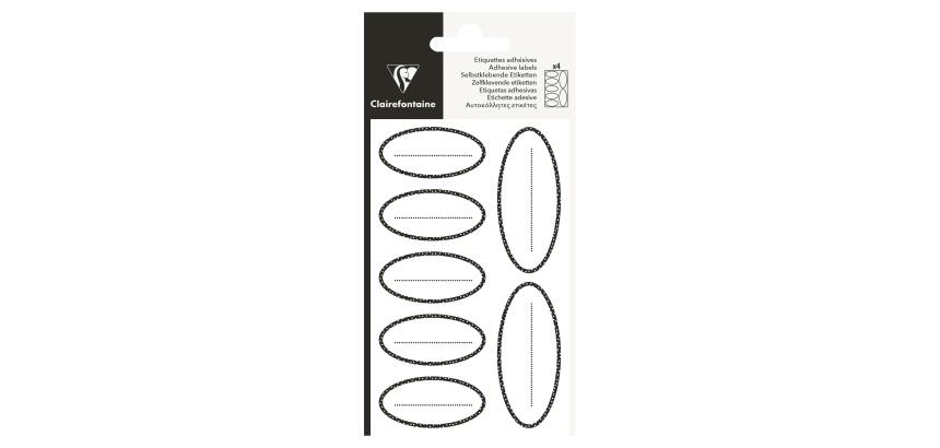 Etiquettes adhésives, ovale noir - Noir