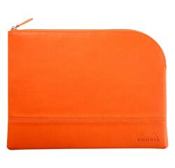 Rhodiarama etui met rits in kunstleer - maat L - 21x28 cm - Licht oranje