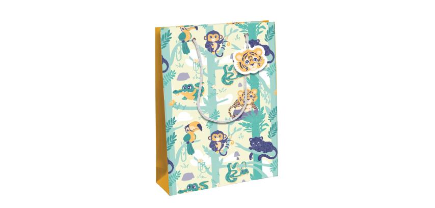 Jungle, kraft blanc, sac large 26,5x14x33 cm - Multicolore