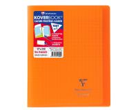 Cahier piqué Koverbook 17x22cm 96 pages grands carreaux couverture polypropylène transparent - Orange