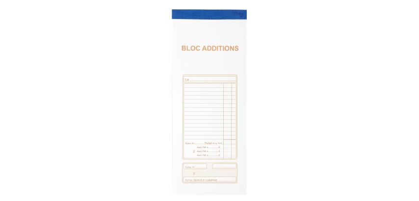 Bloc Addition 50 feuillets autocopiants numérotés en dupli - Format 9,1x22,5 cm