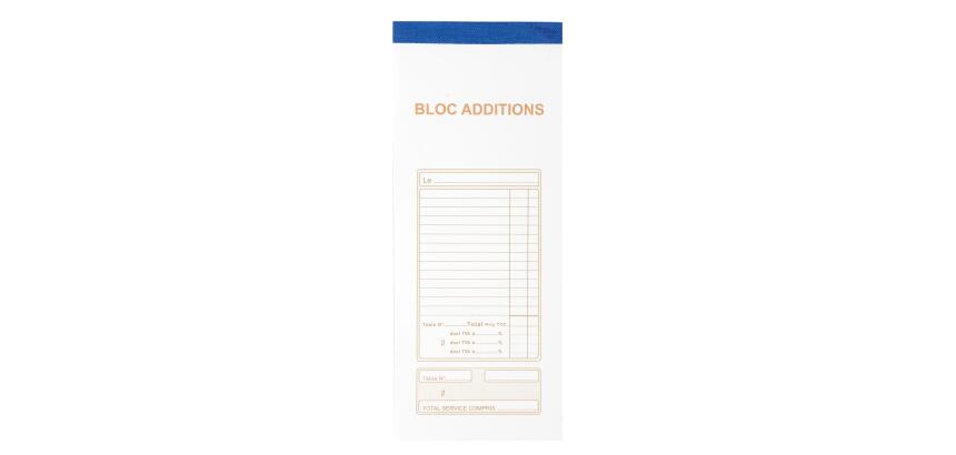 Bloc Addition 50 feuillets autocopiants numérotés en dupli - Format 9,1x22,5 cm