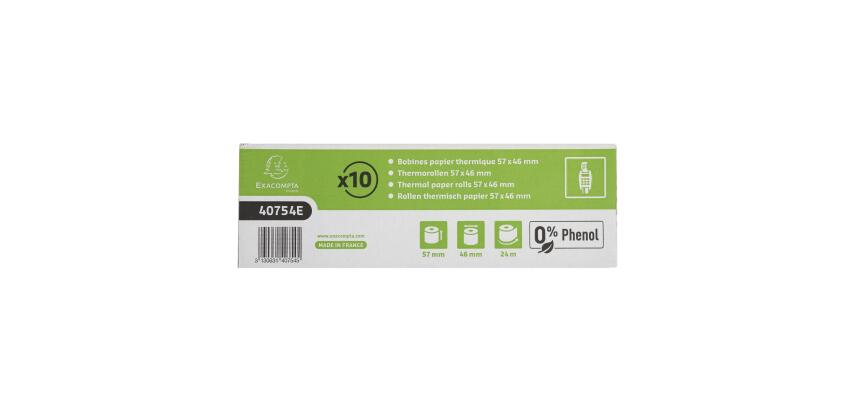 Exacompta 40754E Terminalrollen - B 57 mm x L 24 m, Ø 46 mm - 1-lagig - Packung mit 30