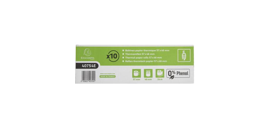 Bobines Terminaux bancaires Exacompta 40754E - l 57 mm x L 24 m, Ø 46 mm - 1 pli(s) - paquet de 30