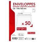 Paquet de 50 Enveloppes Blanches C6-114x162mm - Auto-Adhésives - 80g/m2 - Blanc