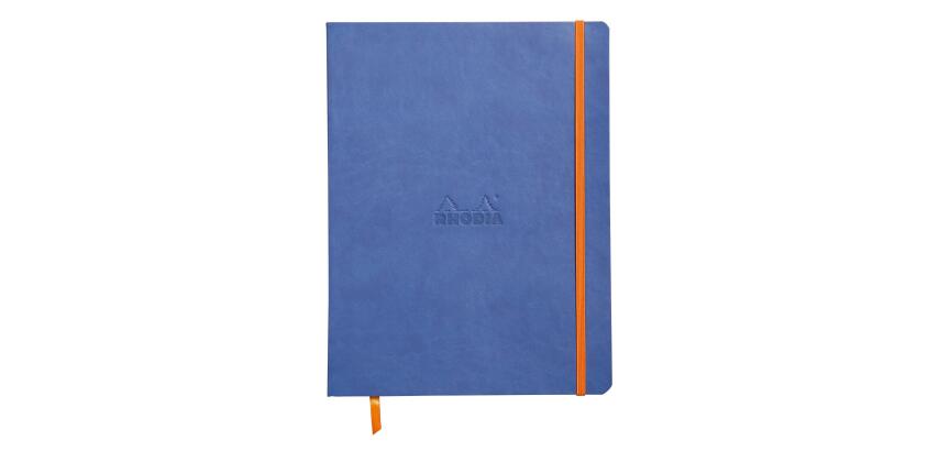 Rhodiarama carnet souple 19x25 cm 160 pages ligné papier ivoire 90g fermeture élastique - Saphir
